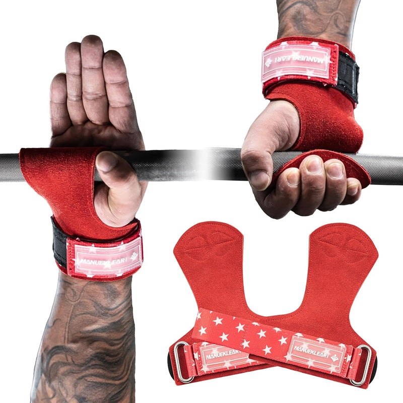 M MANUEKLEAR MANUEKLEAR Gym Straps Weight Lifting, Double Leather Lifting Straps for Men Deadlift with Cushion Wrist Loop, Gym Lifting Wrist Wraps for Weightlifting - Image 1